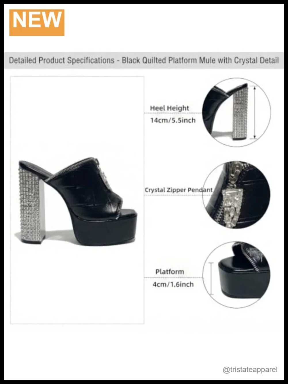 Platform Heeled Sandals Open Toe Rhinestone Block Heel Slip On